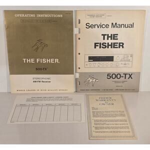 Fisher 500-TX Receiver Manual Lot Service Operating Instructions Warranty Card